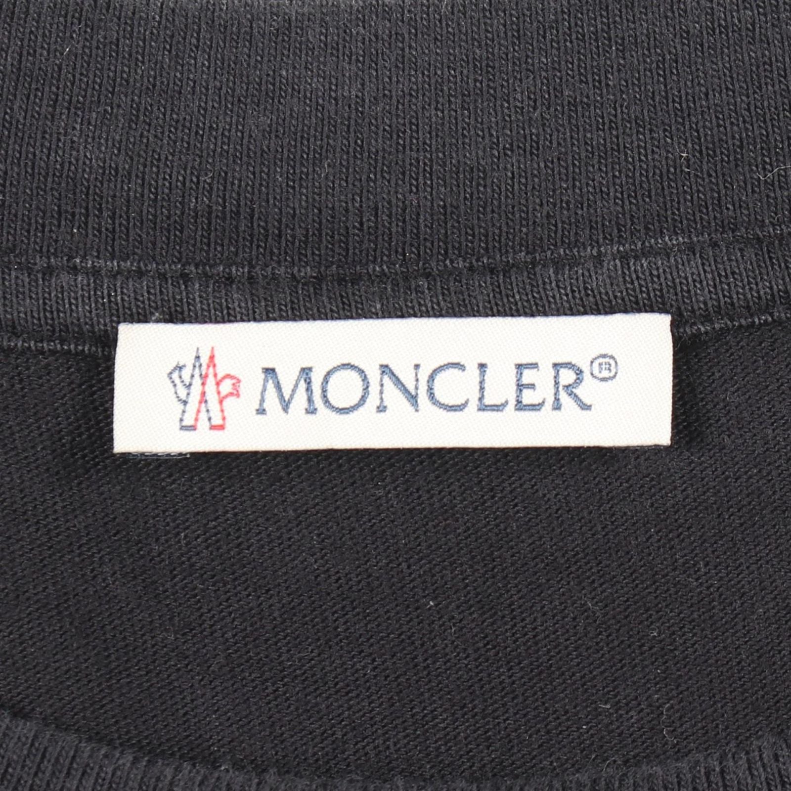 Moncler Short Sleeve T-Shirt Logo Embroidery Black Cotton — view 3