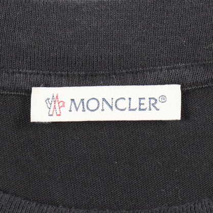 Moncler Short Sleeve T-Shirt Logo Embroidery Black Cotton — view 3