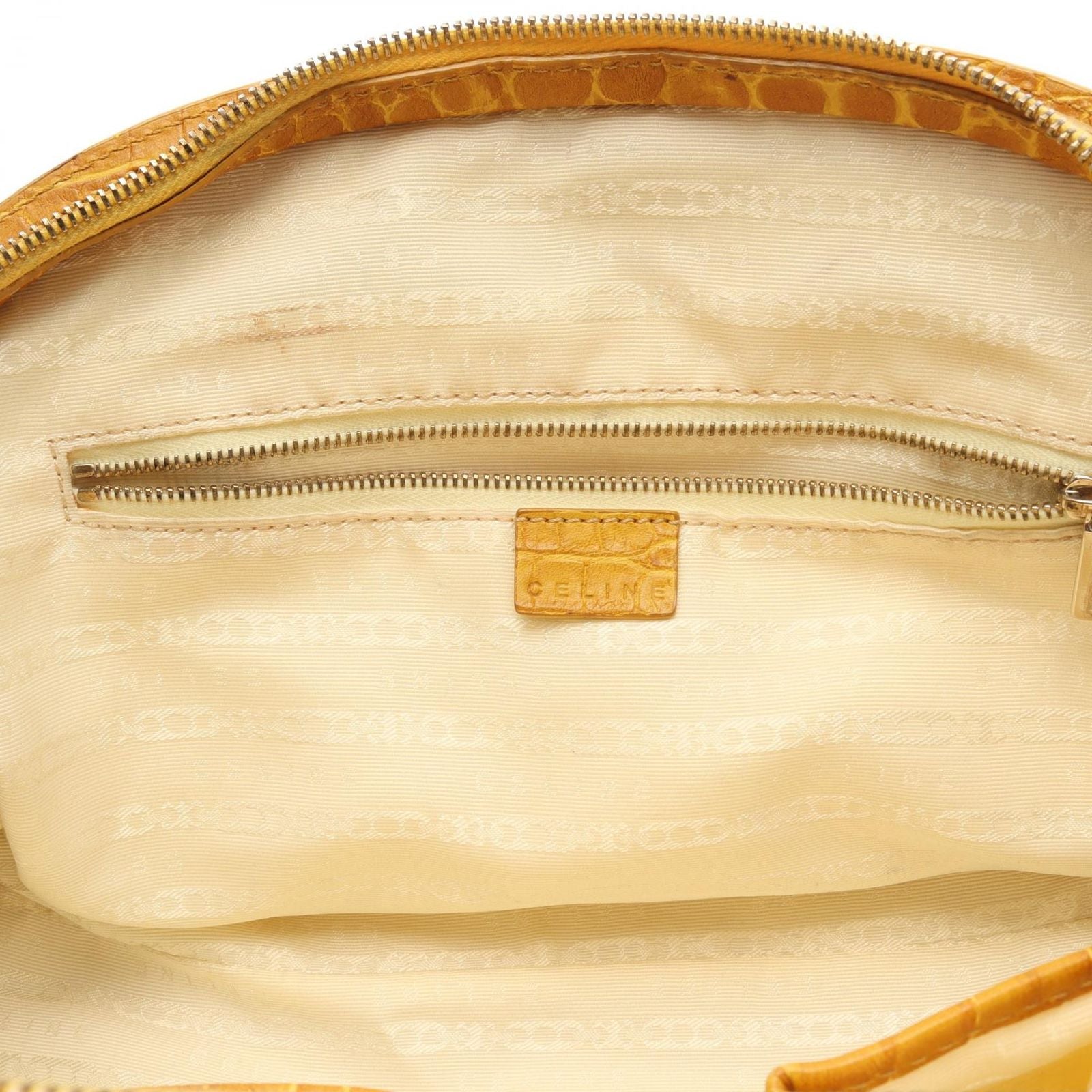 Celine Handbag Croco Embossed Canvas Leather Hand — view 5