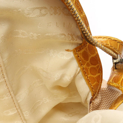 Celine Handbag Croco Embossed Canvas Leather Hand — view 6