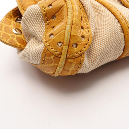Celine Handbag Croco Embossed Canvas Leather Hand — view 8