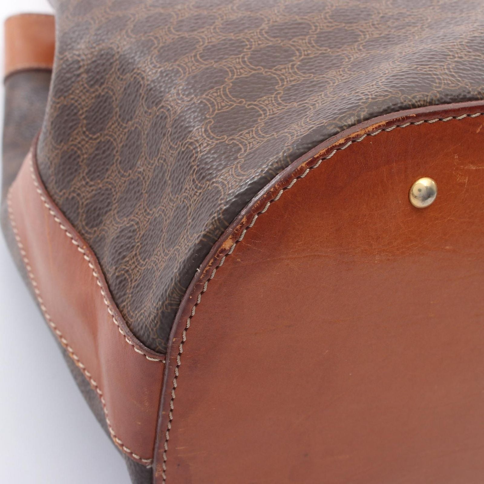 Celine Shoulder Bag Macadam Brown Leather — view 5