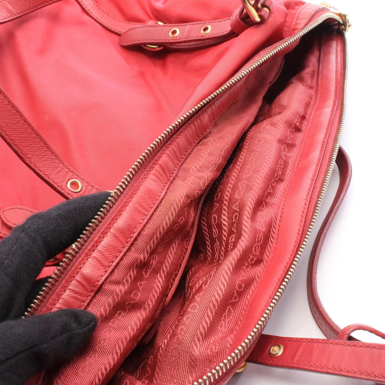 Prada Tote Bag Fuchsia Pink Nylon Leather — view 6