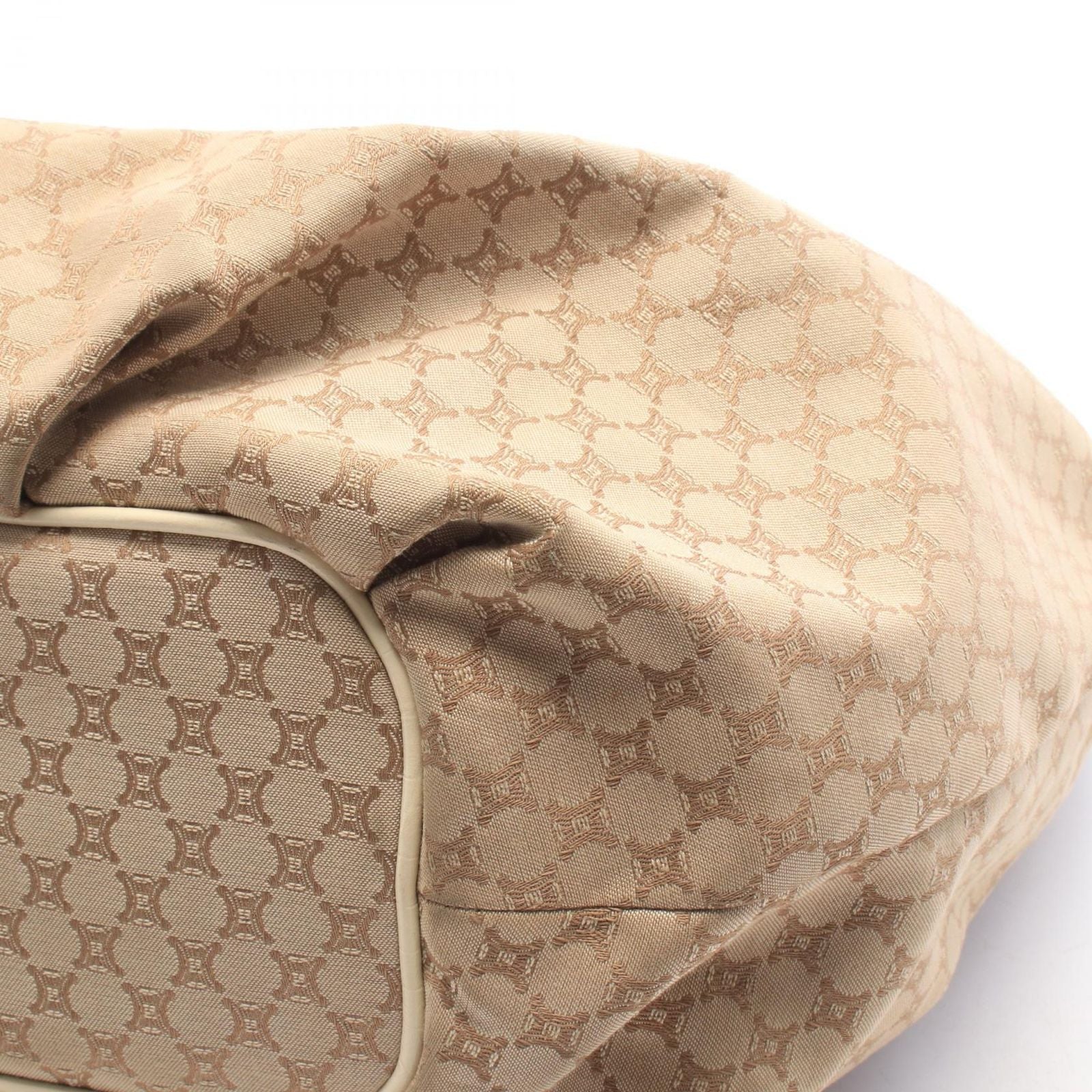 Celine Shoulder Bag Macadam Beige Ivory Canvas Leather — view 6