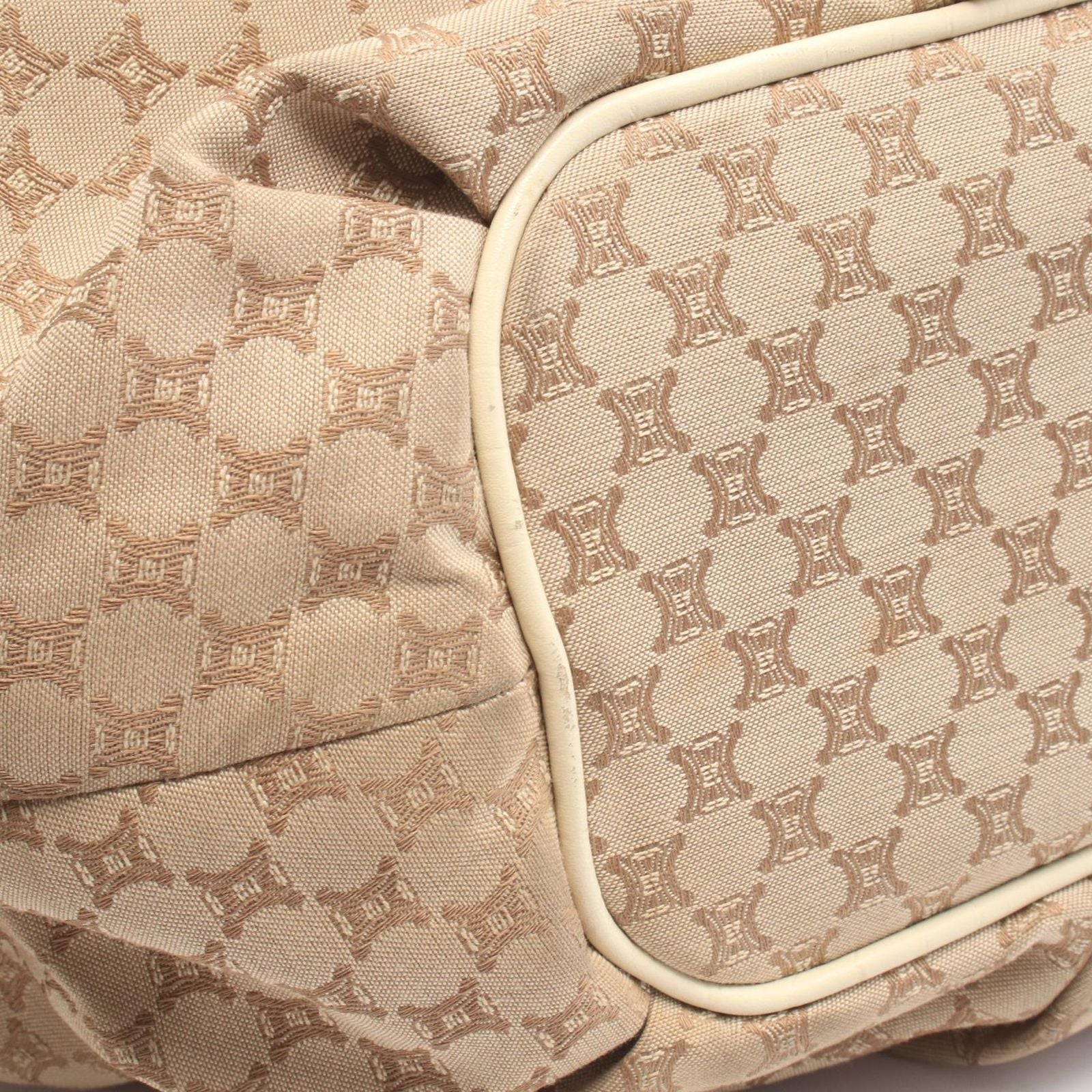 Celine Shoulder Bag Macadam Beige Ivory Canvas Leather — view 5