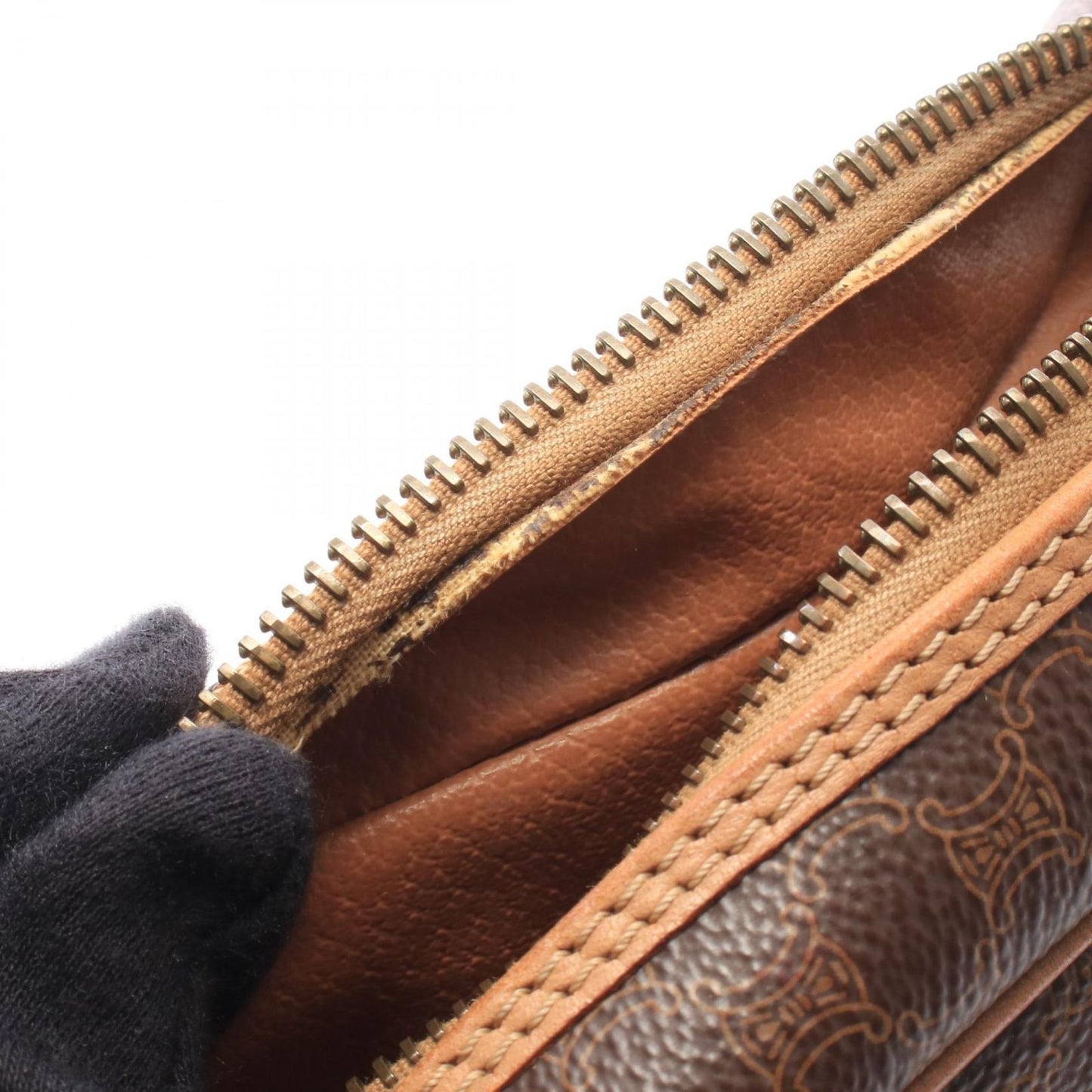 Celine Shoulder Bag Gancini Macadam Brown Leather — view 5