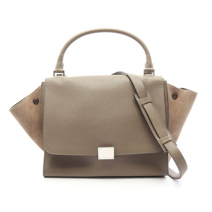 Celine Handbag Trapeze Medium 2-Way Gray Leather