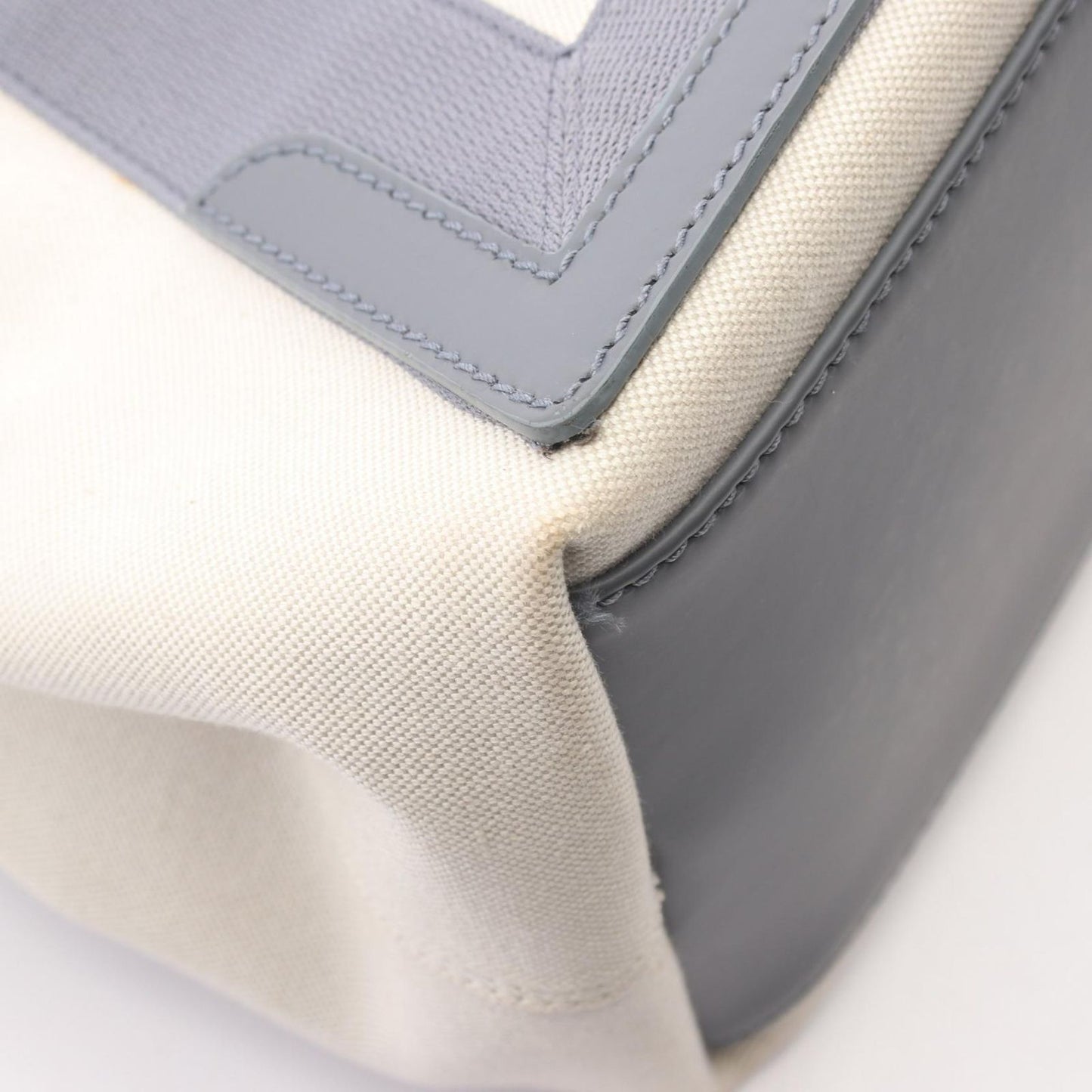 Balenciaga Tote Bag Navy Cabas New M Ivory Gray Canvas Leather — view 8