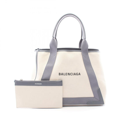 Balenciaga Tote Bag Navy Cabas New M Ivory Gray Canvas Leather