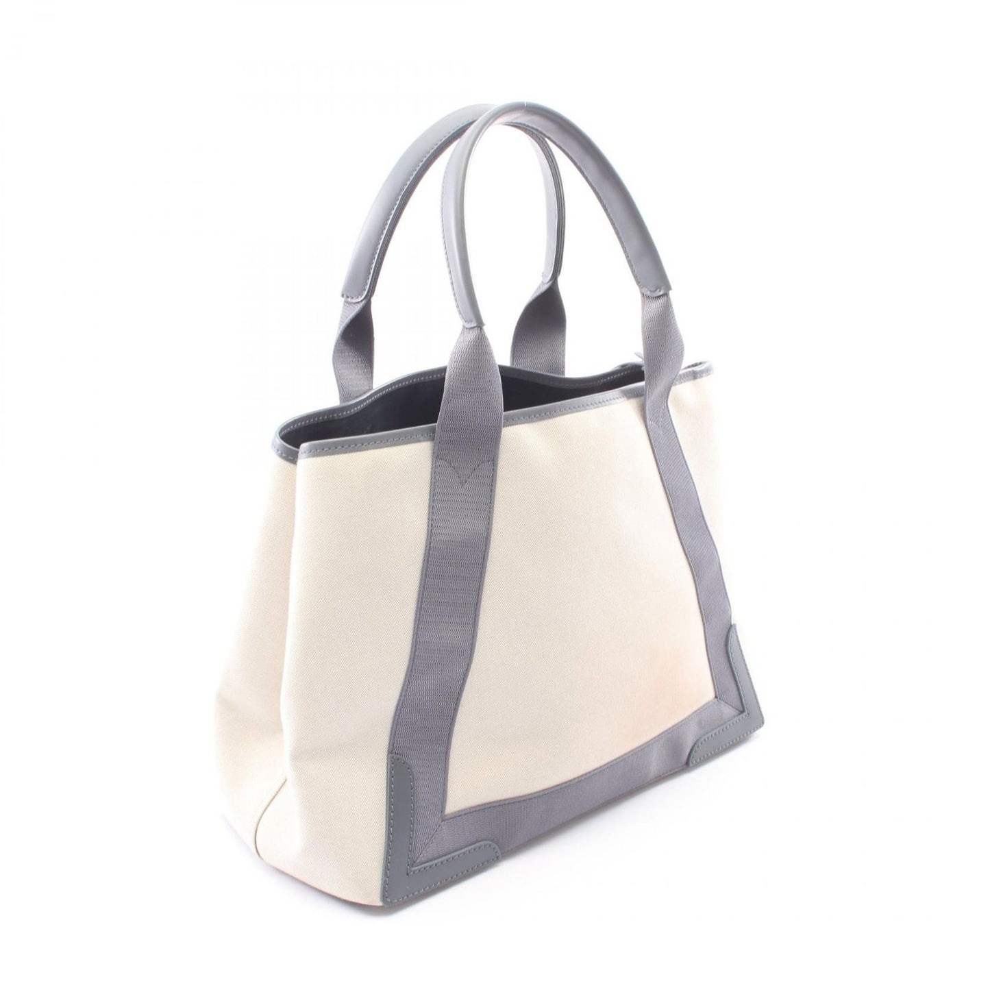 Balenciaga Tote Bag Navy Cabas New M Ivory Gray Canvas Leather — view 2