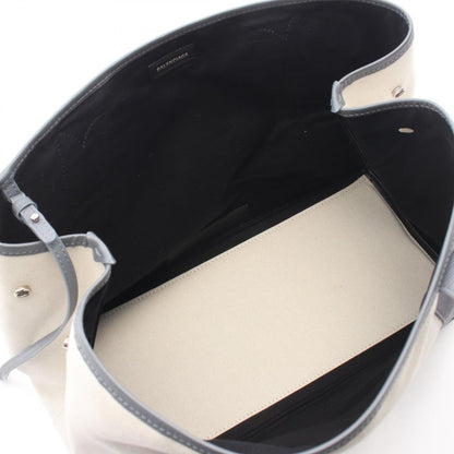 Balenciaga Tote Bag Navy Cabas New M Ivory Gray Canvas Leather — view 3
