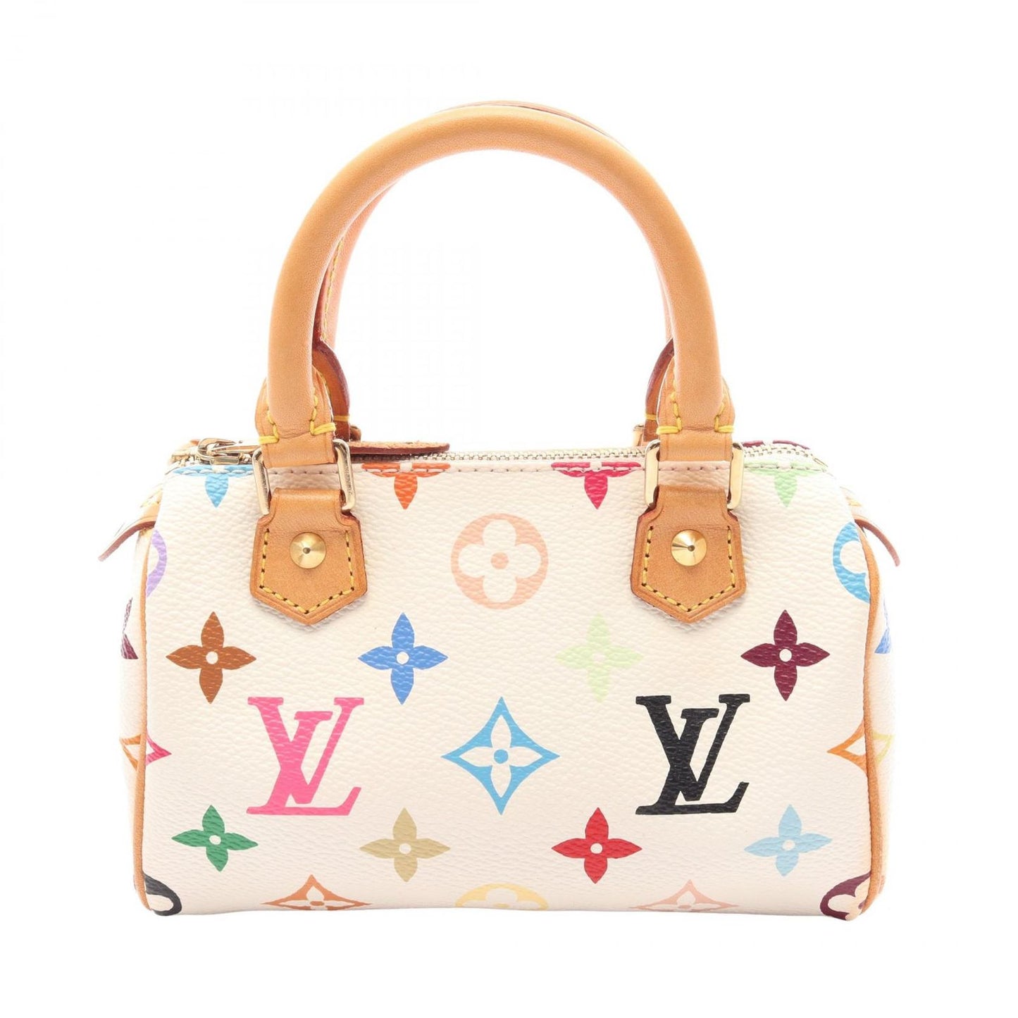 Louis Vuitton Handbag Mini Speedy Monogram Multicolor Blanc Leather