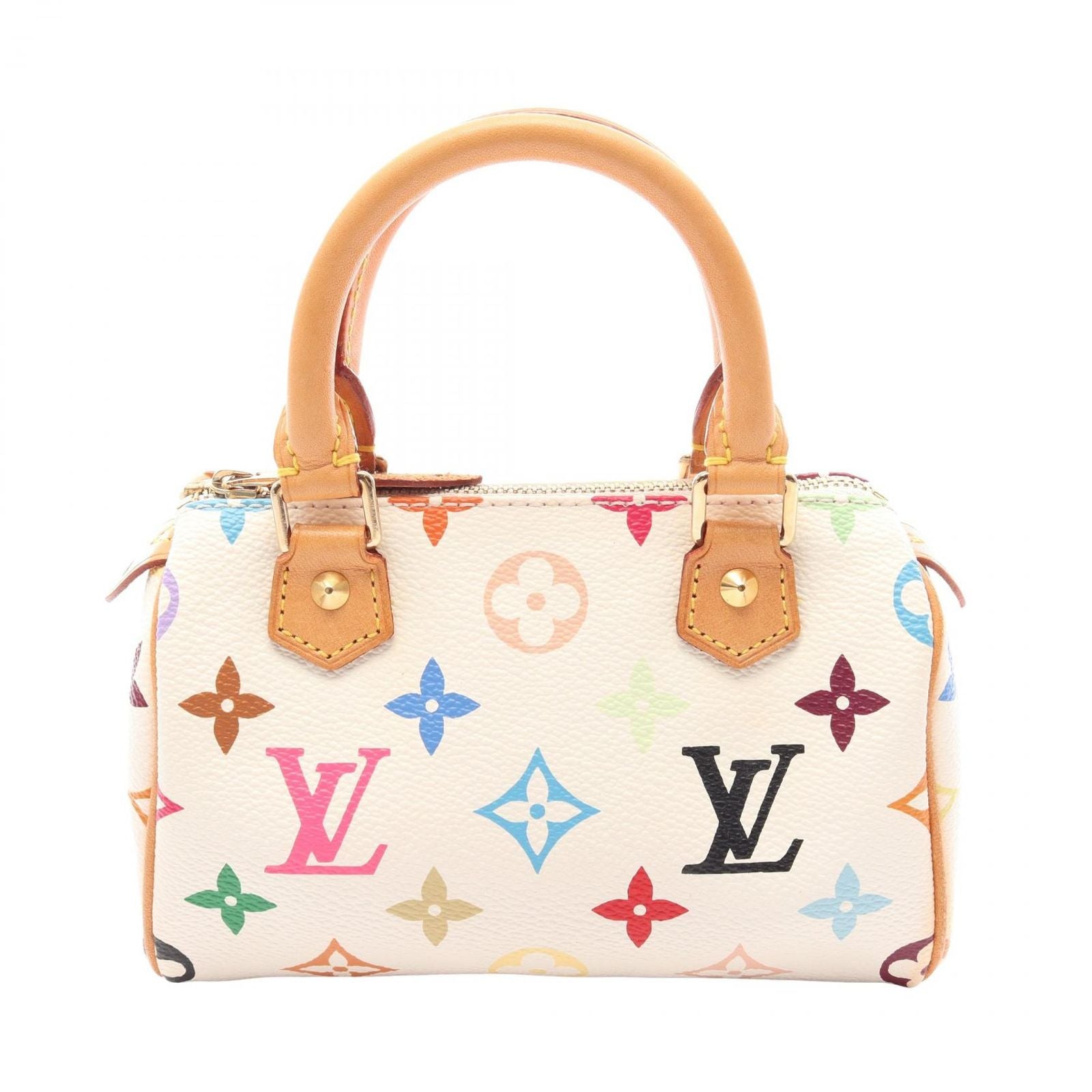 Louis Vuitton Handbag Mini Speedy Monogram Multicolor Blanc Leather