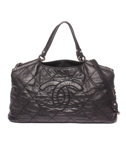 Chanel 2-Way Tote Chain Shoulder Bag Wild Stitch Silver