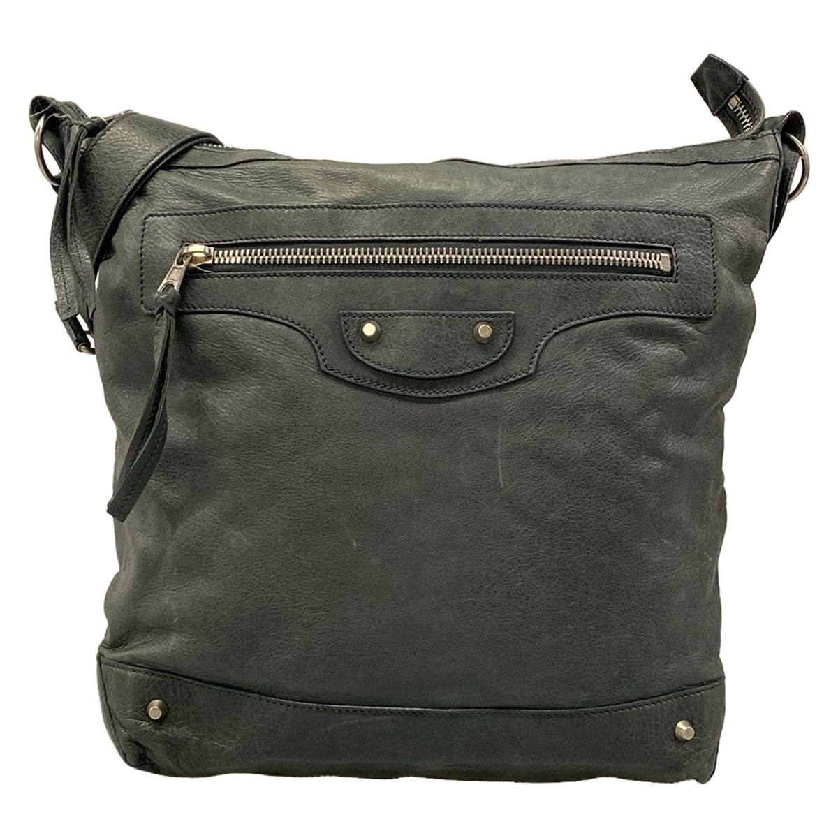 Balenciaga Shoulder Bag the Day Dark Green Leather