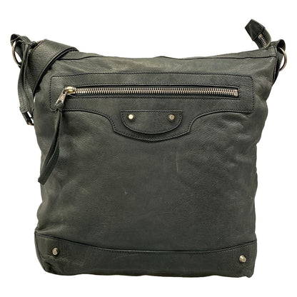 Balenciaga Shoulder Bag the Day Dark Green Leather