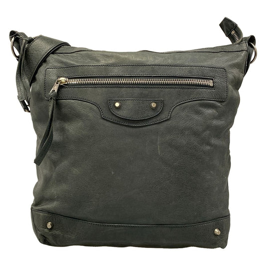 Balenciaga Shoulder Bag the Day Dark Green Leather