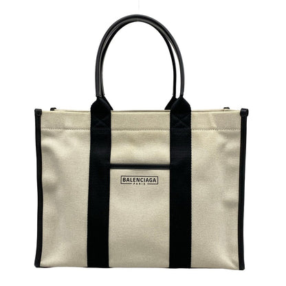 Balenciaga Tote Bag Ivory Black Leather
