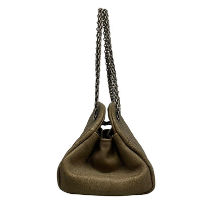 Chanel Shoulder Bag Mademoiselle matelasse Gray Beige Leather — view 4