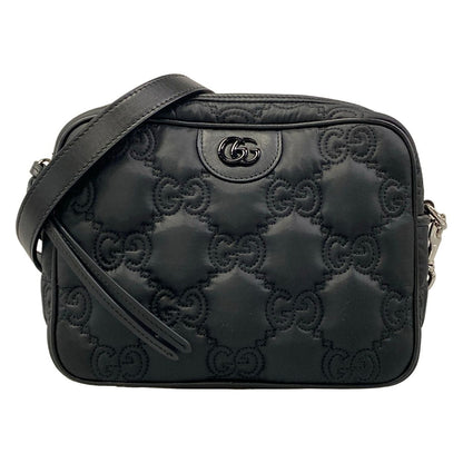 Gucci Shoulder Bag GG Matelasse Black Detachable Strap Leather
