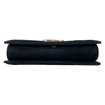 Chanel Shoulder Bag Quilted Black Chain Gold Faux Pearl Bijou — view 5
