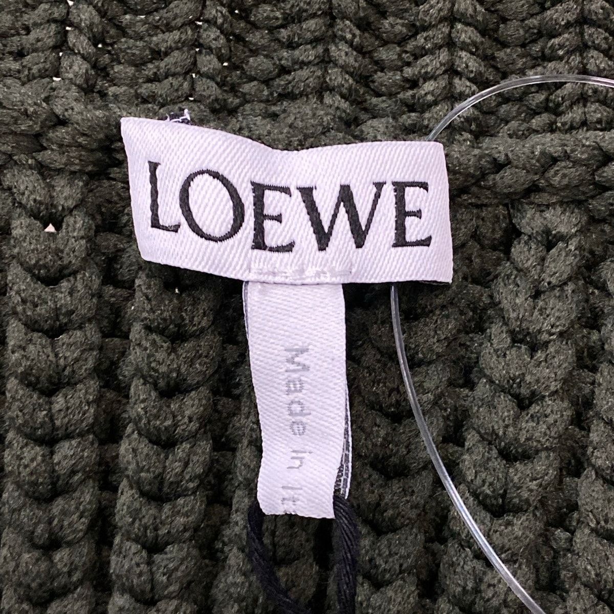 Loewe Cardigan Cropped Technical Knit Olive Long Sleeve S — view 3