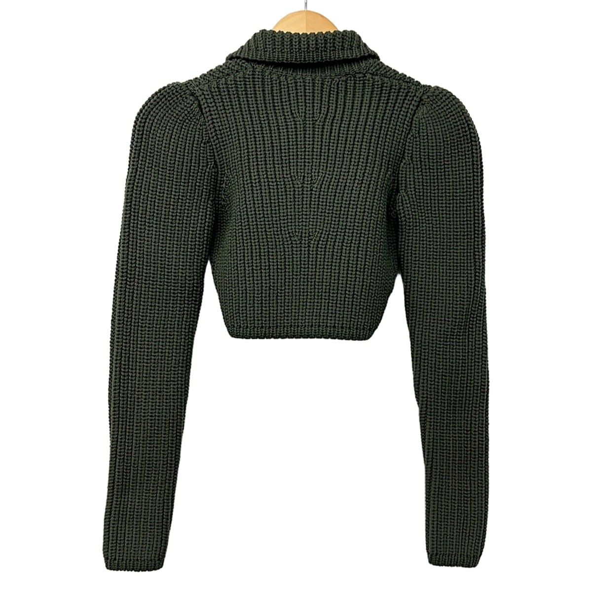 Loewe Cardigan Cropped Technical Knit Olive Long Sleeve S — view 2