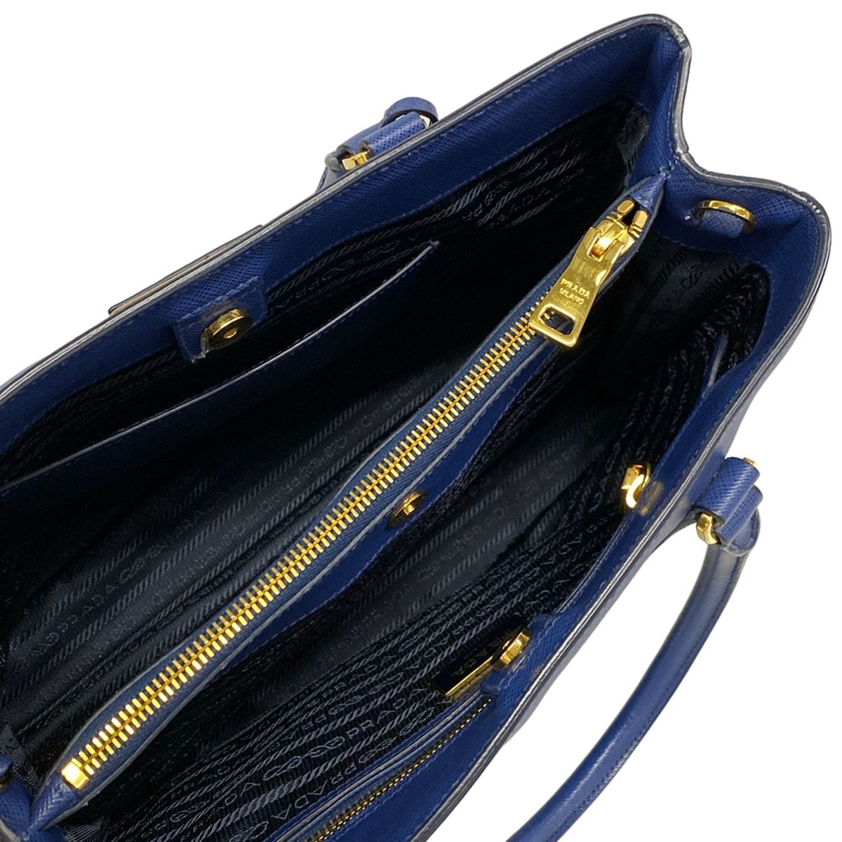 Prada Handbag Galleria Medium Bag Blue Leather — view 7