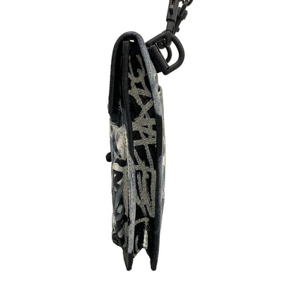 Balenciaga Shoulder Bag Explorer Black White Graffiti Leather — view 4