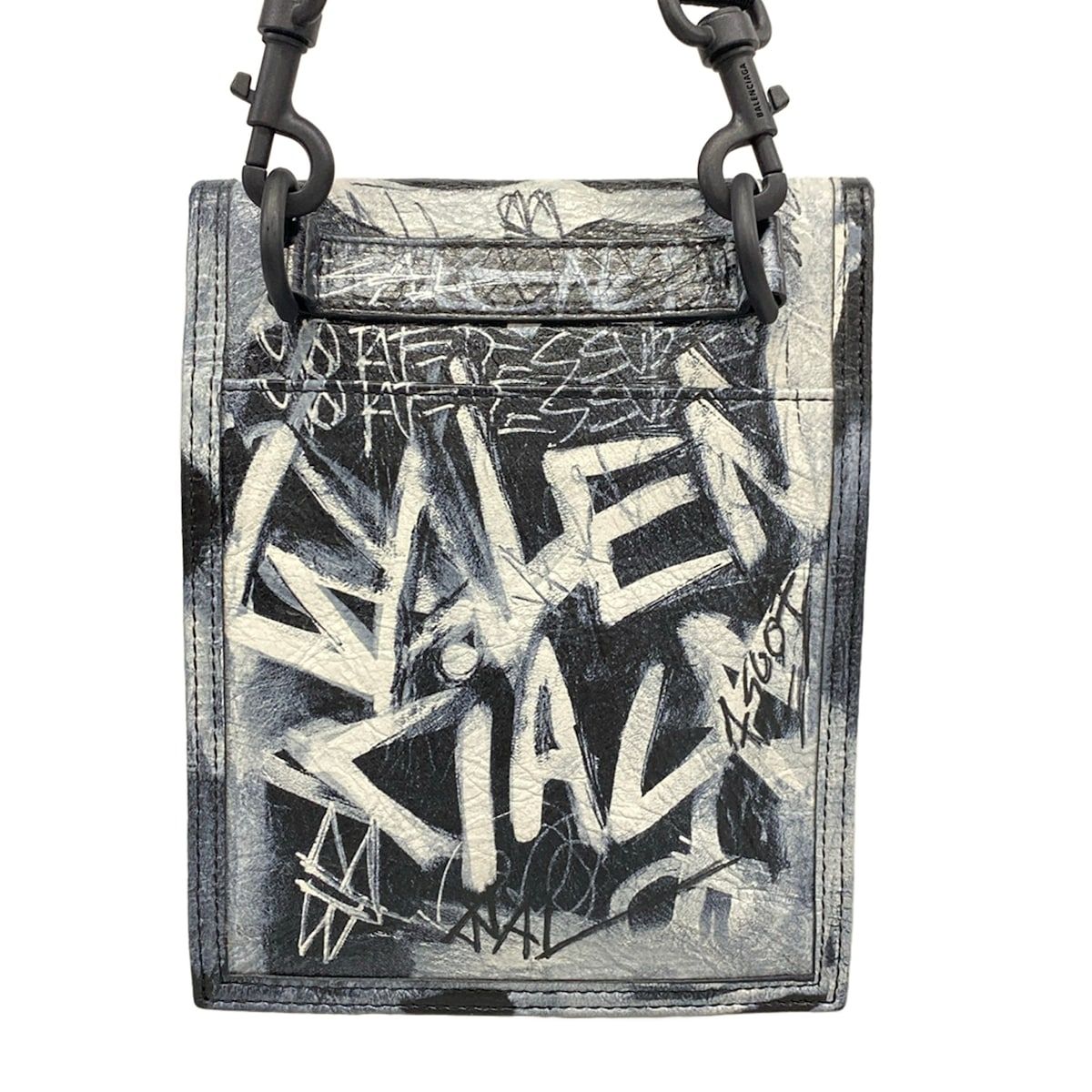 Balenciaga Shoulder Bag Explorer Black White Graffiti Leather — view 3
