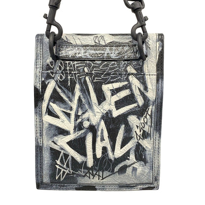Balenciaga Shoulder Bag Explorer Black White Graffiti Leather — view 3