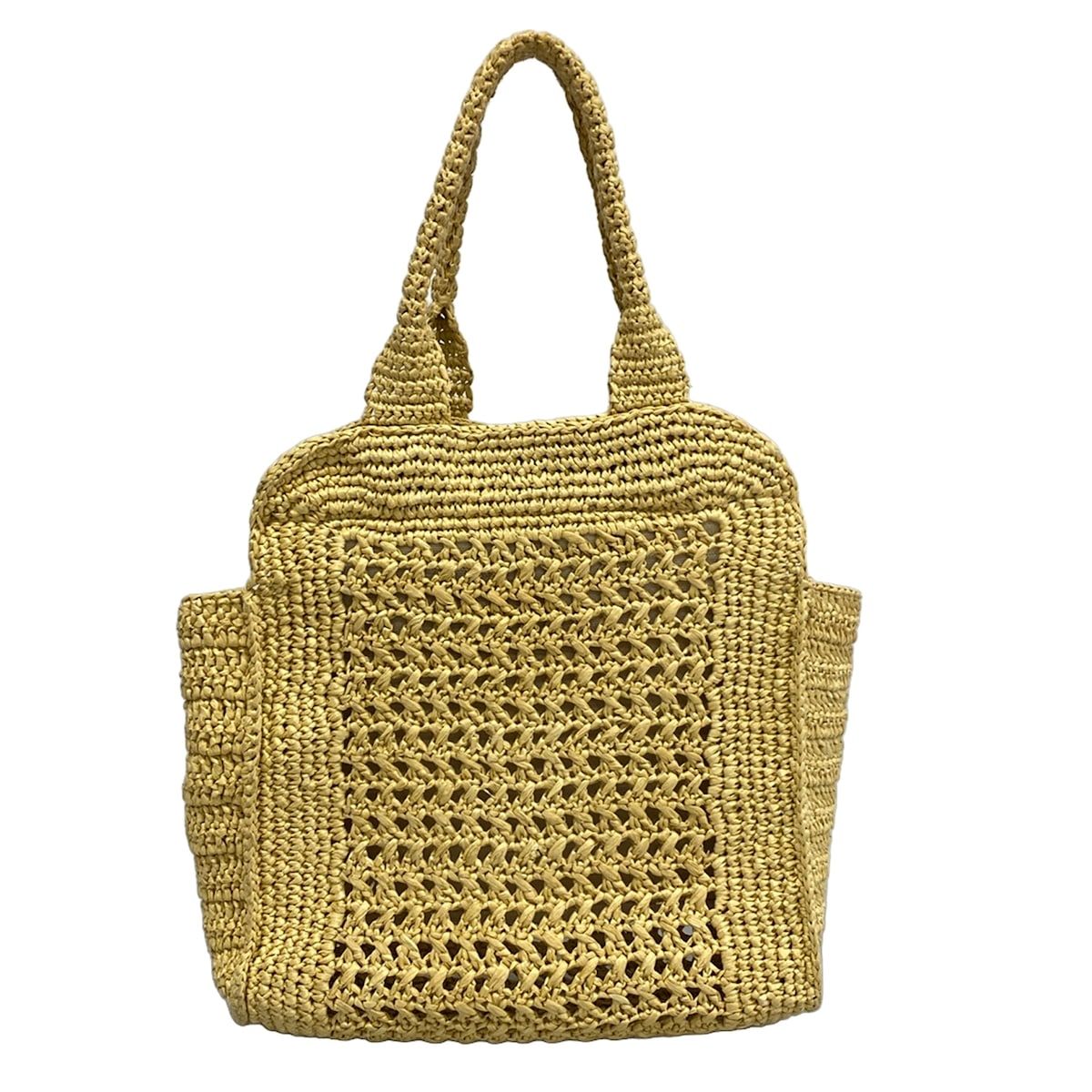 Miu Miu Tote Bag Raffia Effect Woven Beige Brown Basket — view 3