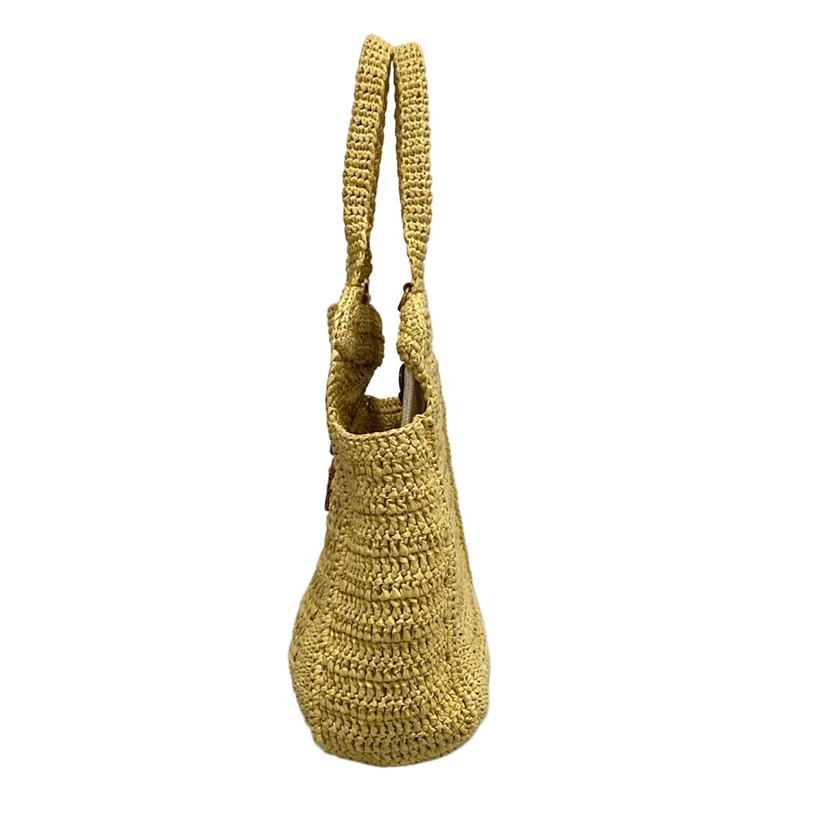 Miu Miu Tote Bag Raffia Effect Woven Beige Brown Basket — view 4