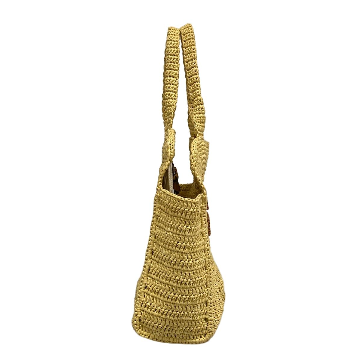 Miu Miu Tote Bag Raffia Effect Woven Beige Brown Basket — view 2
