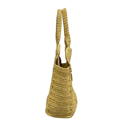 Miu Miu Tote Bag Raffia Effect Woven Beige Brown Basket — view 2