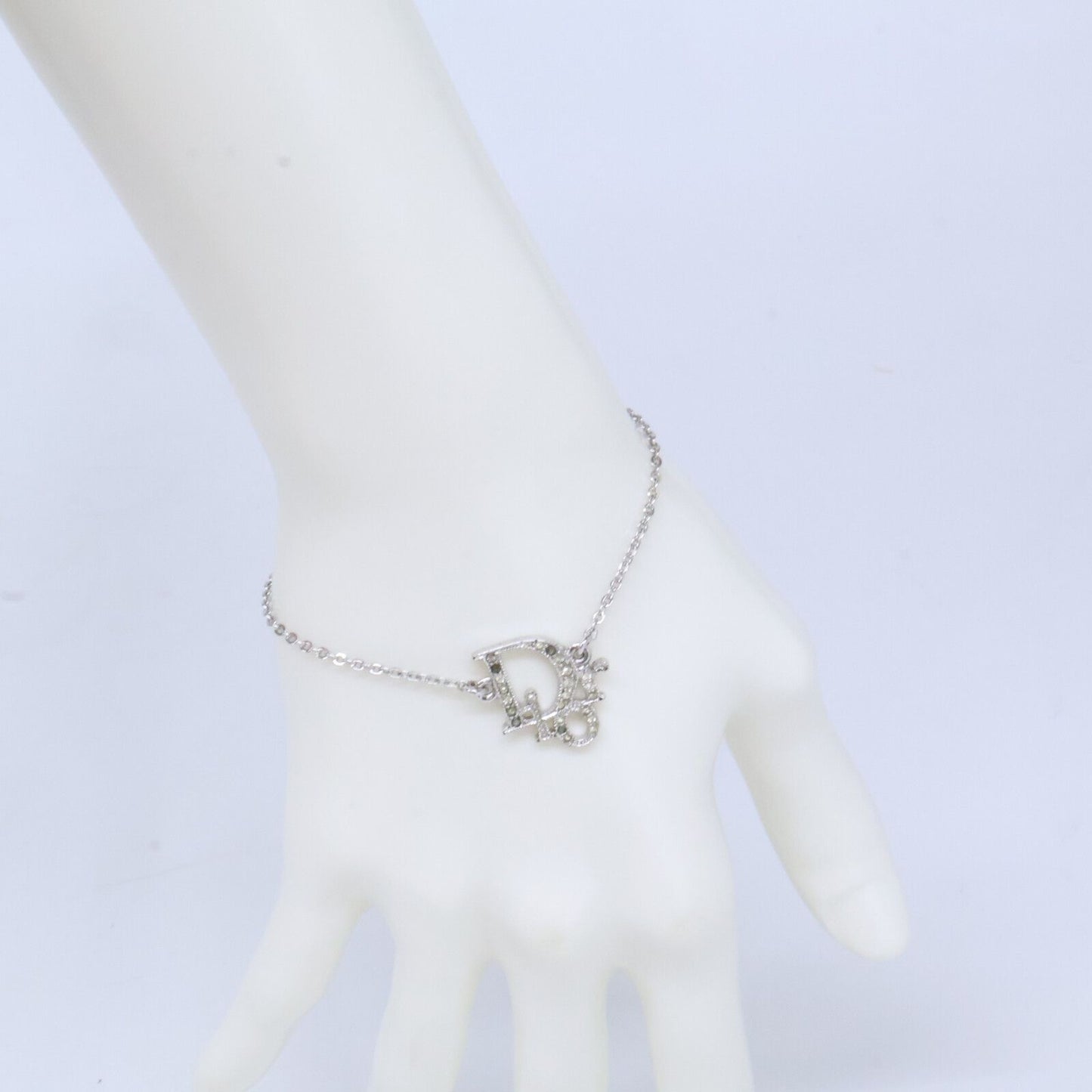 Dior Rhinestone Logo Pendant Chain — view 7