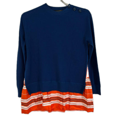 Louis Vuitton Blue Orange Wool Silk Docking Knit Sweater XS