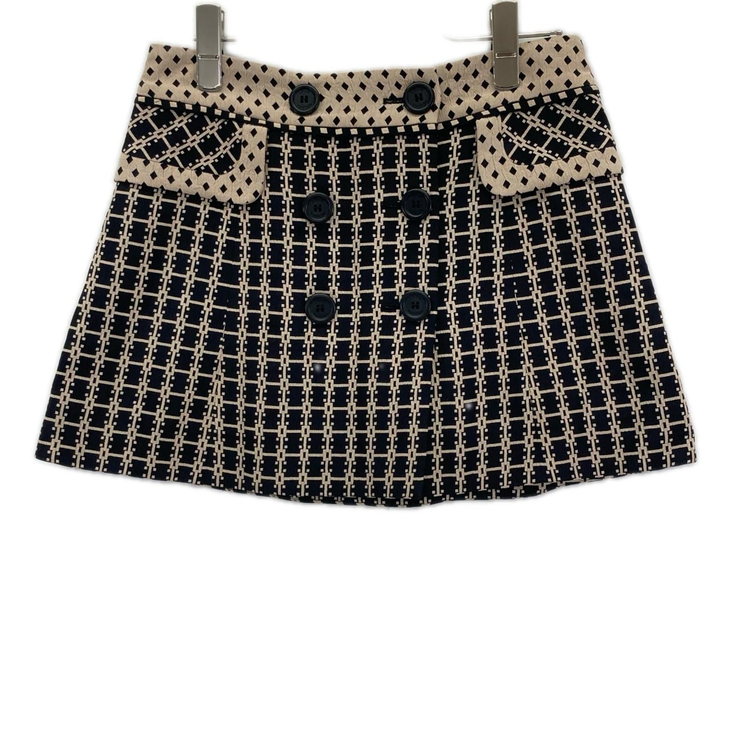 Louis Vuitton Double Button All Over Print Mini Skirt 34