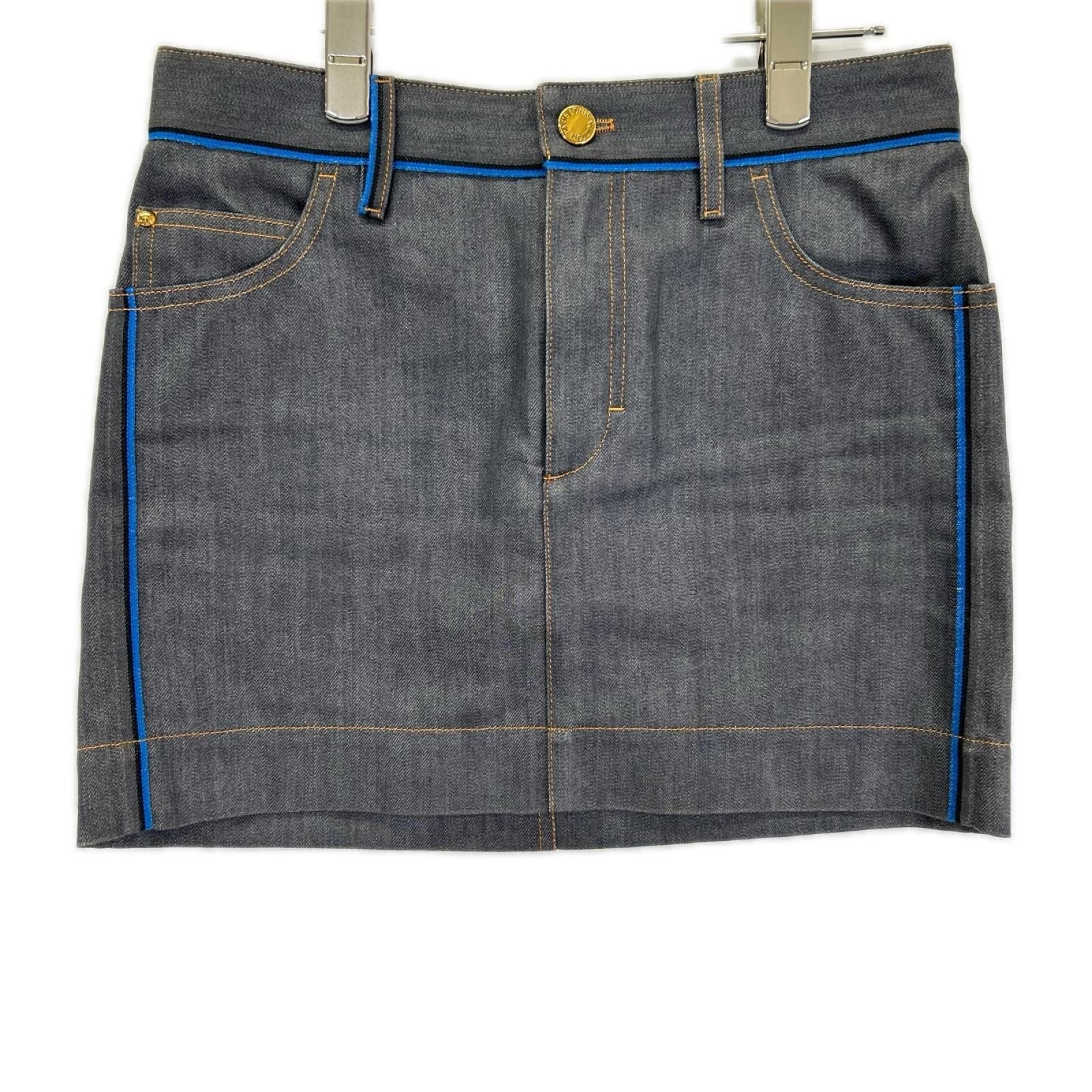 Louis Vuitton Silk Blend Denim Mini Skirt 34