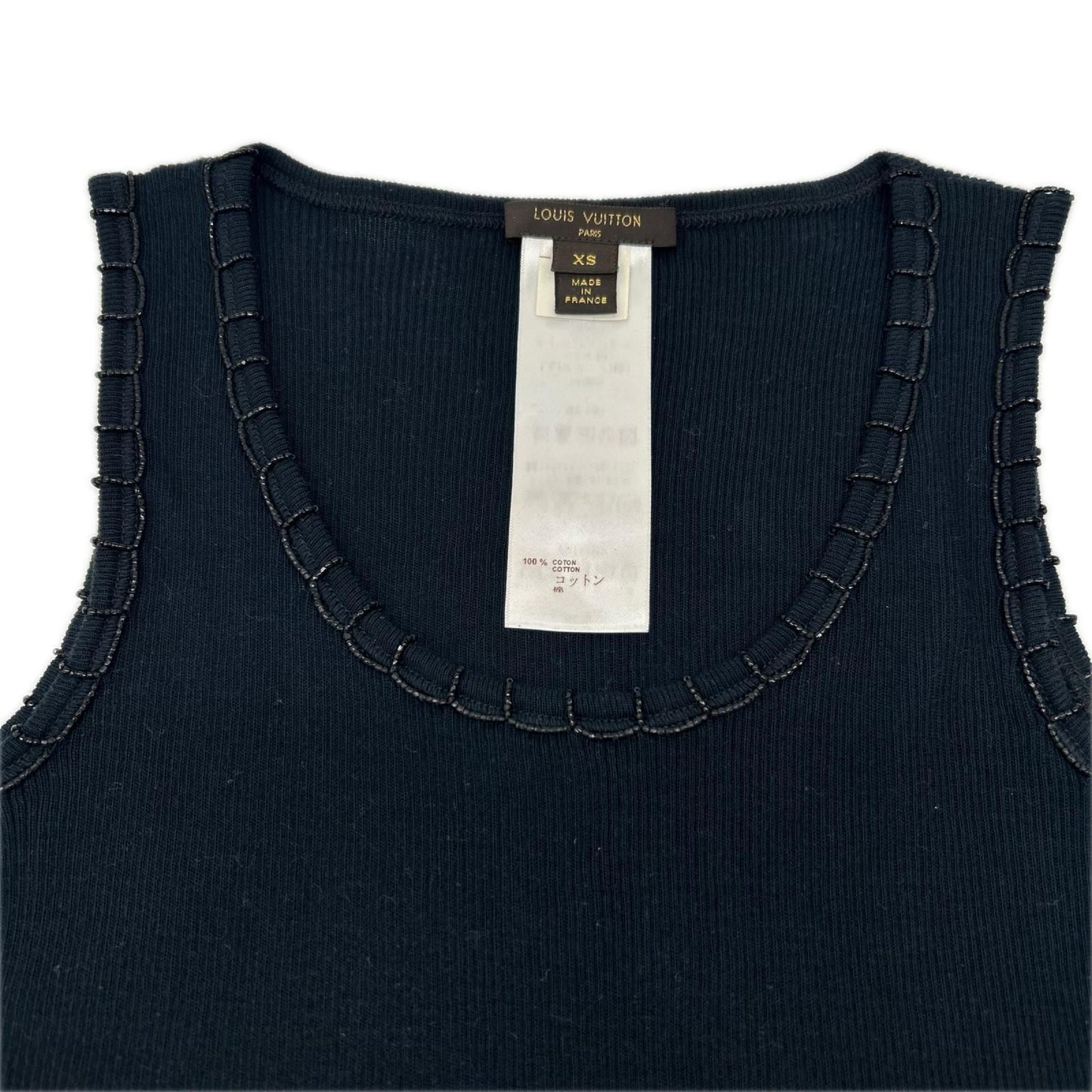 Louis Vuitton LV Beads Embroidery Navy Sleeveless Top XS — view 3