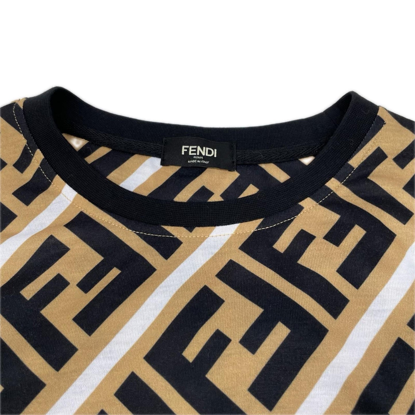 Fendi Brown All Over Print Zucca Pattern Short Sleeve T-Shirt — view 3
