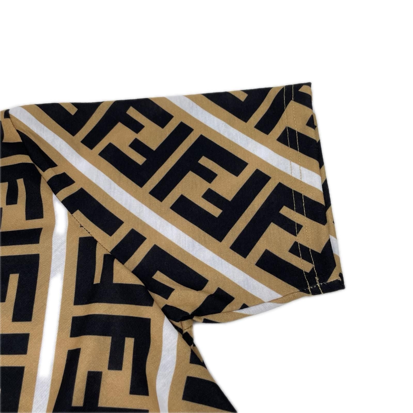 Fendi Brown All Over Print Zucca Pattern Short Sleeve T-Shirt — view 7