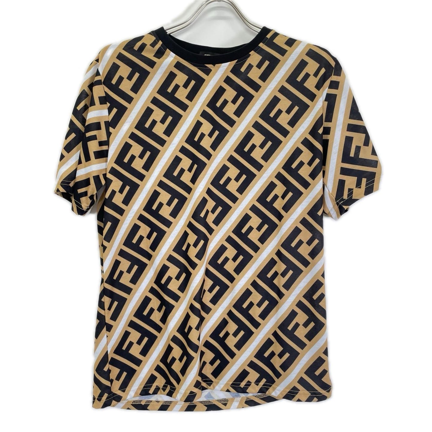 Fendi Brown All Over Print Zucca Pattern Short Sleeve T-Shirt