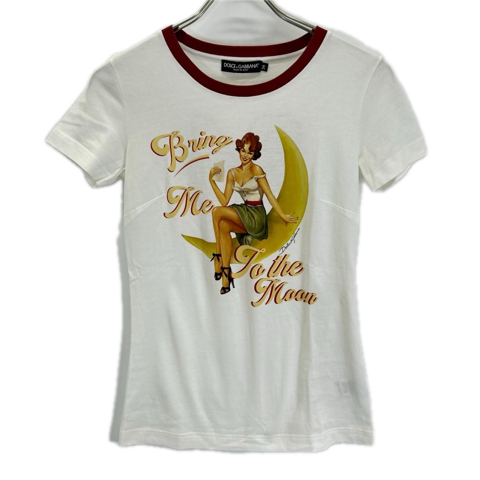 Dolce & Gabbana White Bring ME Tothe Moon Graphic Ringer T-Shirt 36