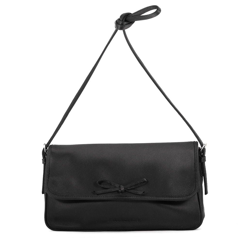 Balenciaga Handbag Leopolda Pochette Ribbon Satin Black