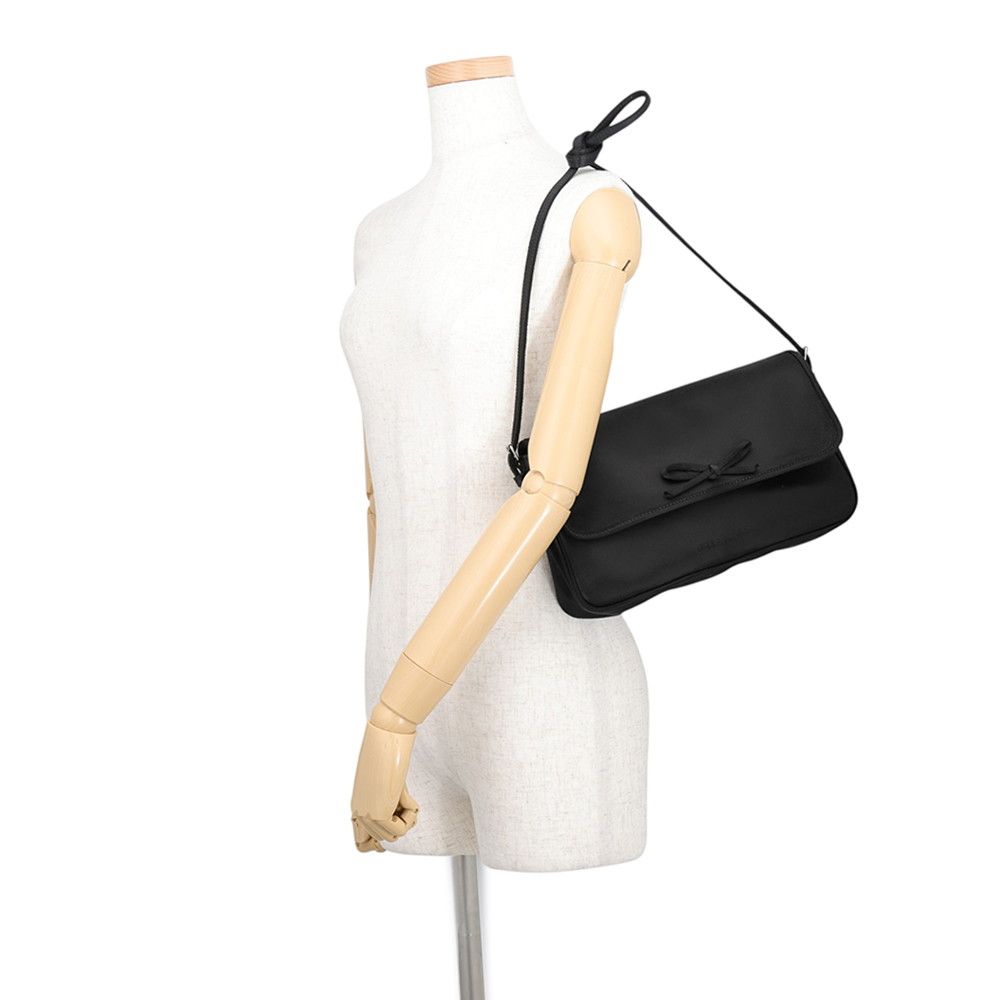 Balenciaga Handbag Leopolda Pochette Ribbon Satin Black — view 4