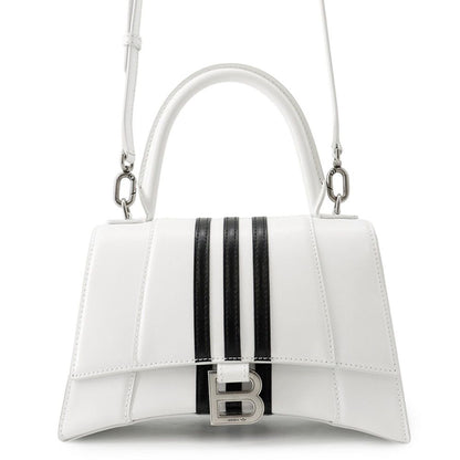 Balenciaga Handbag Hour Glass Small Leather 2-Way Shoulder Adidas White Black