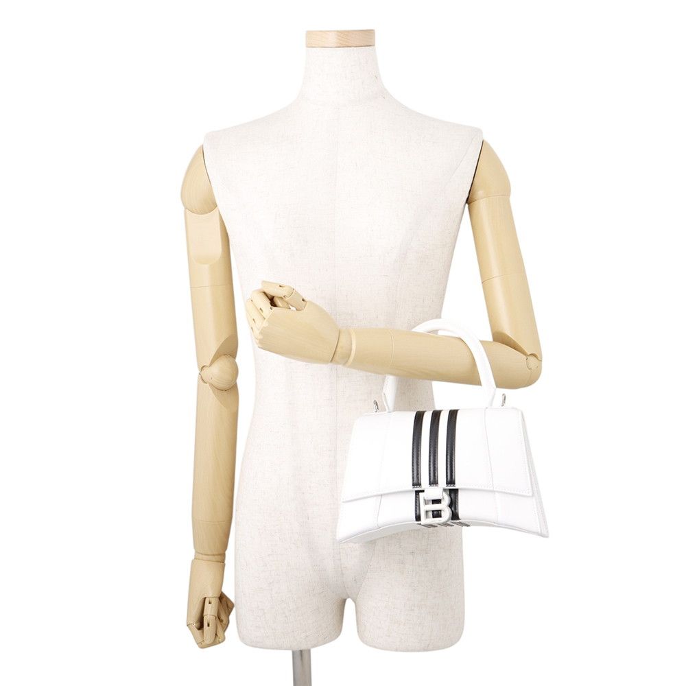 Balenciaga Handbag Hour Glass Small Leather 2-Way Shoulder Adidas White Black — view 4
