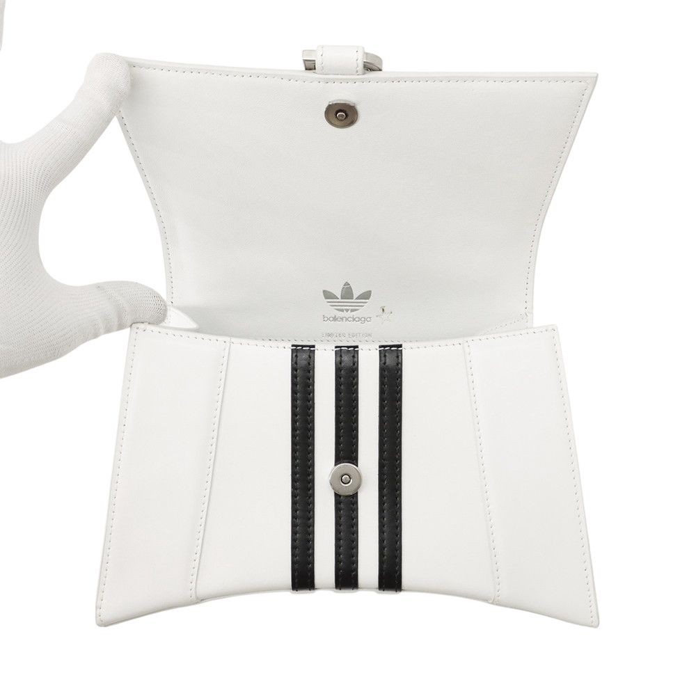 Balenciaga Handbag Hour Glass Small Leather 2-Way Shoulder Adidas White Black — view 6