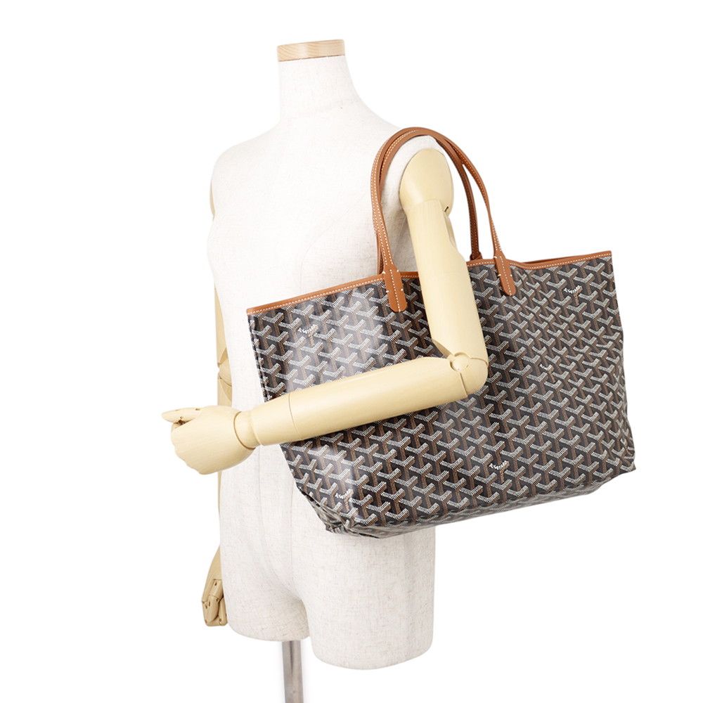 Goyard Tote Bag Saint Louis PM Leather Black Herringbone — view 4